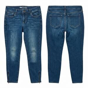 Indie Sleaze Rockstar Skinny Jeans Ankle Zipper Dark Wash Edgy Grunge Y2K 8